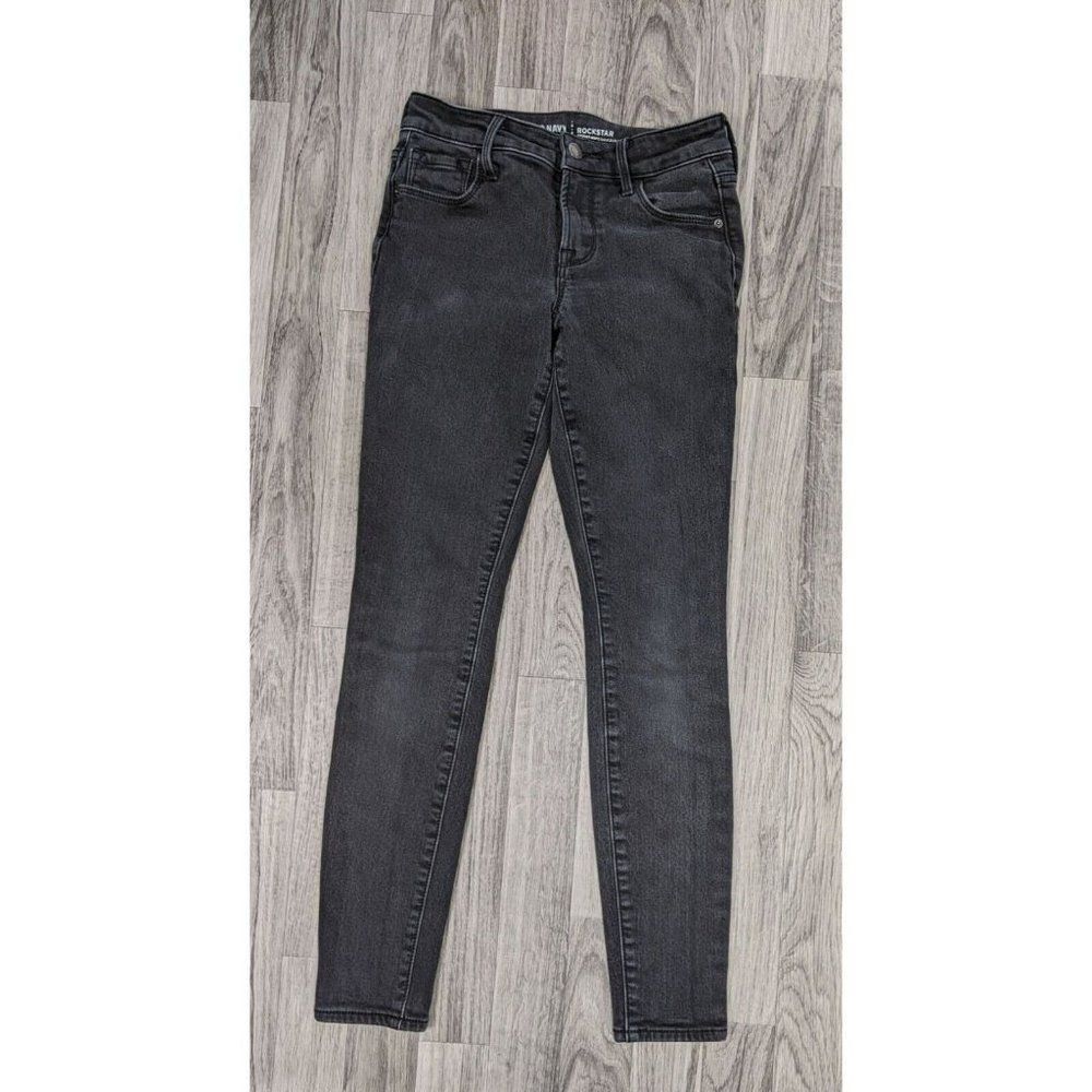 (3/$35) Old Navy Size‎ 0 Pockets Rockstar Secret Soft Skinny Black Denim Jeans